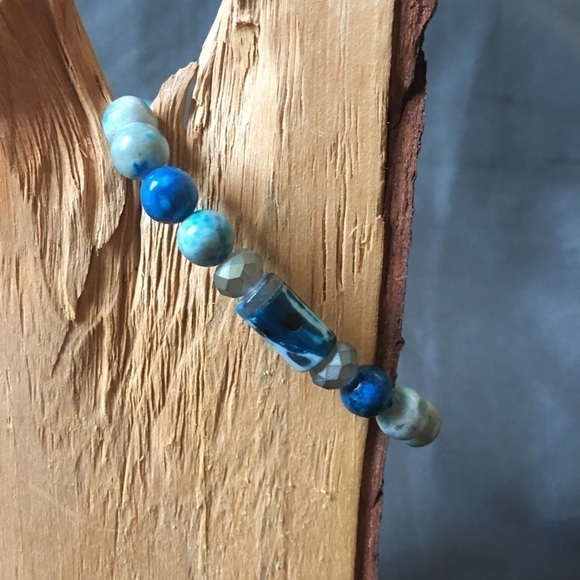 Turquoise jasper beaded bracelet - Picture 5 of 6